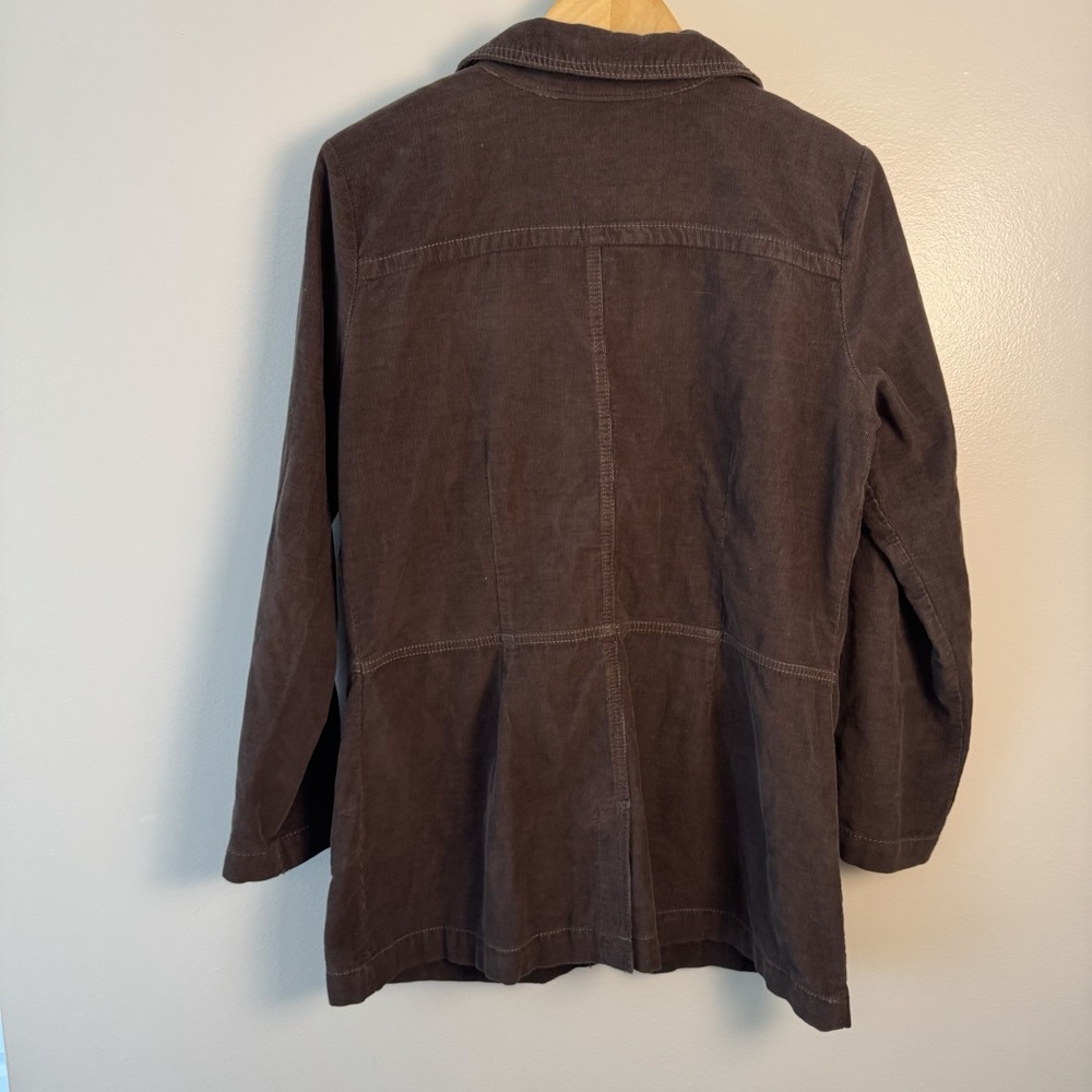 French Cuff Women's Sz Large Brown Corduroy Lightweight Jacket Collar Button Up - Picture 8 of 9